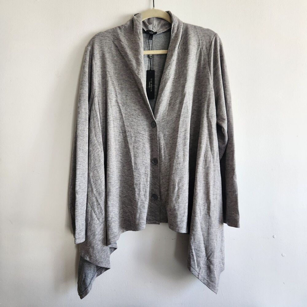Talbots asymmetrical hem jacket button front layer XL lagenlook academia work